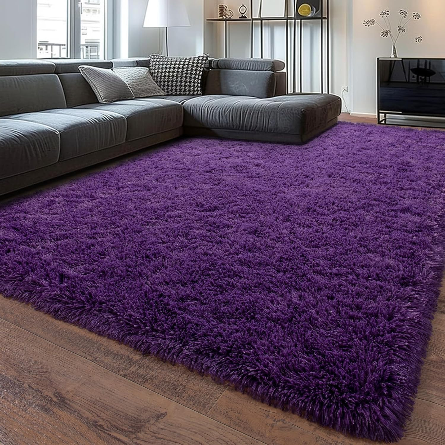 Ultra Soft 9×12 Purple Shag Rug for Living Room & Kids Room, Non-Slip