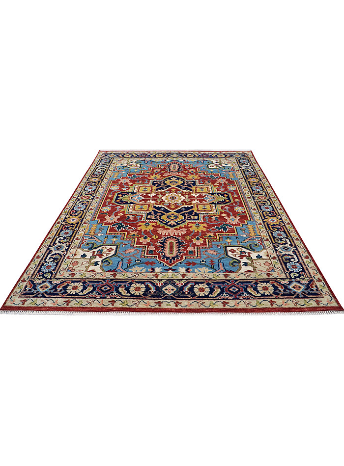Multi Size 100% Wool Rug Hand Knotted Premium Red Navy Blue Serapi Area Rug