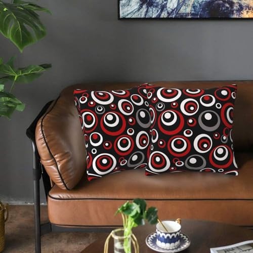 Red and Black Circular Pattern 18″ x 18″ (Pack of 2) Circles-red-white-black