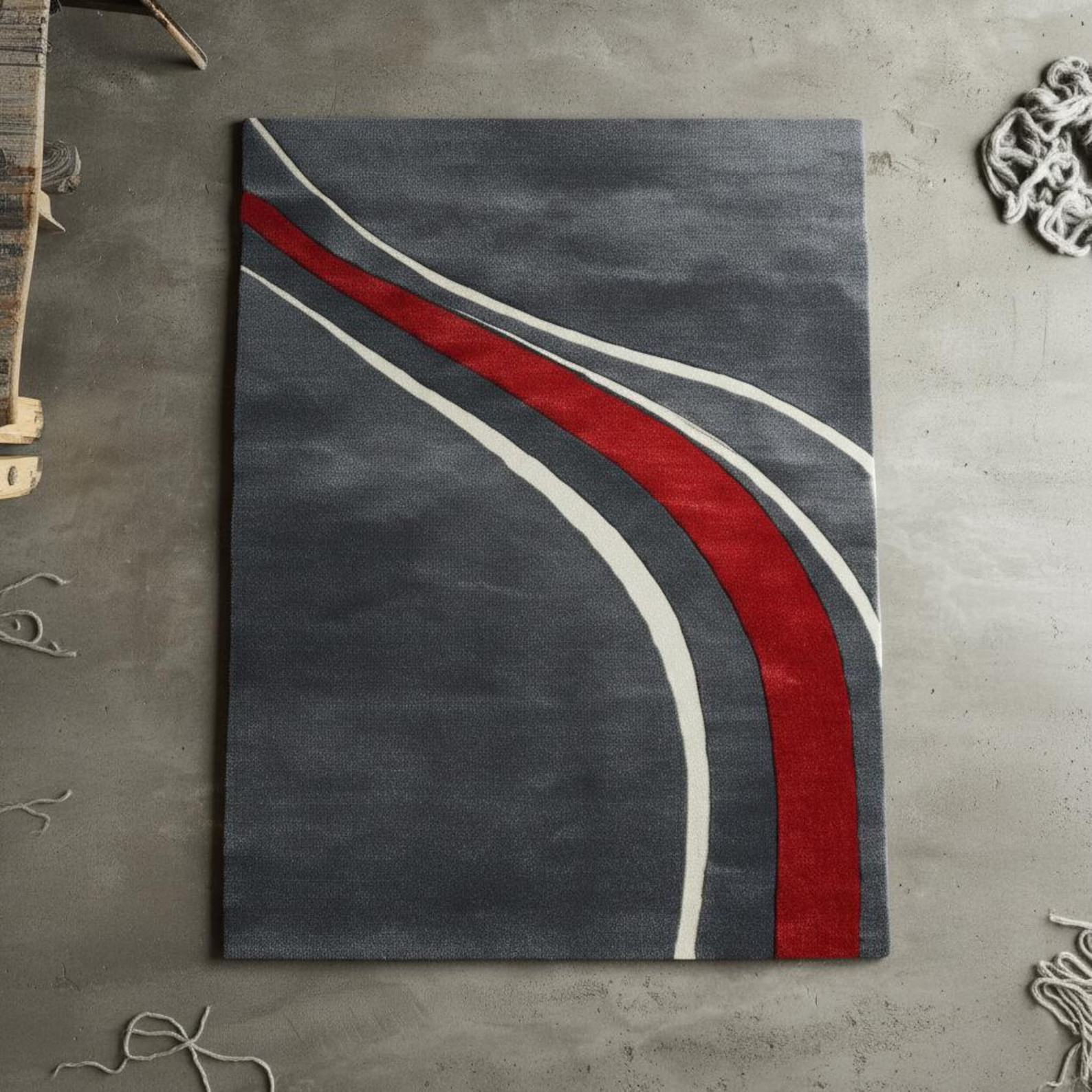 Hand-Tufted Wool Area Rug | Modern Racing Stripe Design Handmade Carpet