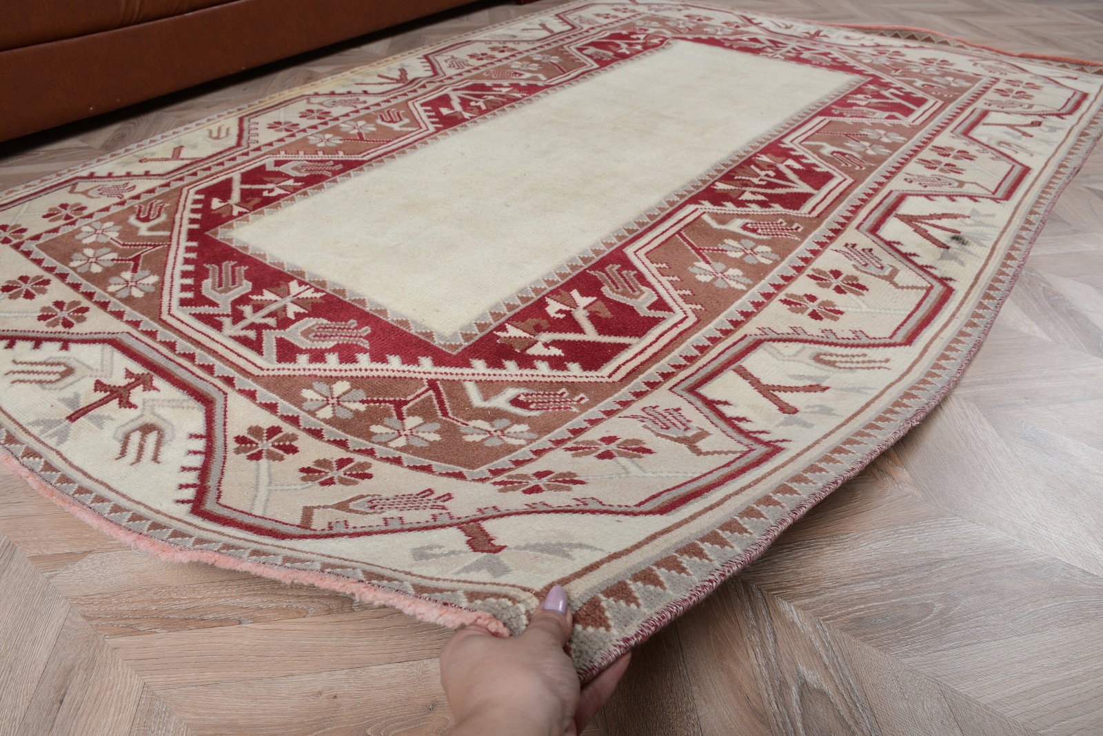 5×7,5 ft Rug, Area Turkish Rug, Red Ikat Rug