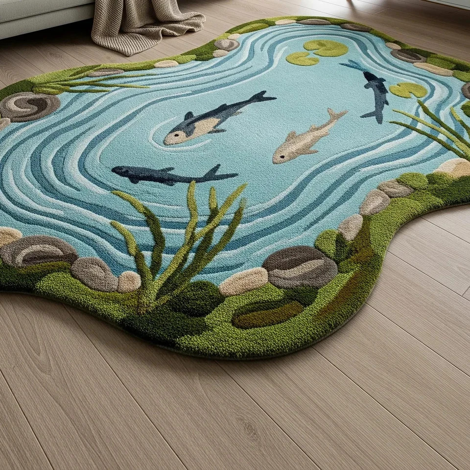 New Stylish Hand-Tufted Modern Rugs Hand Med Carpet 100% Soft Wool Bathroom