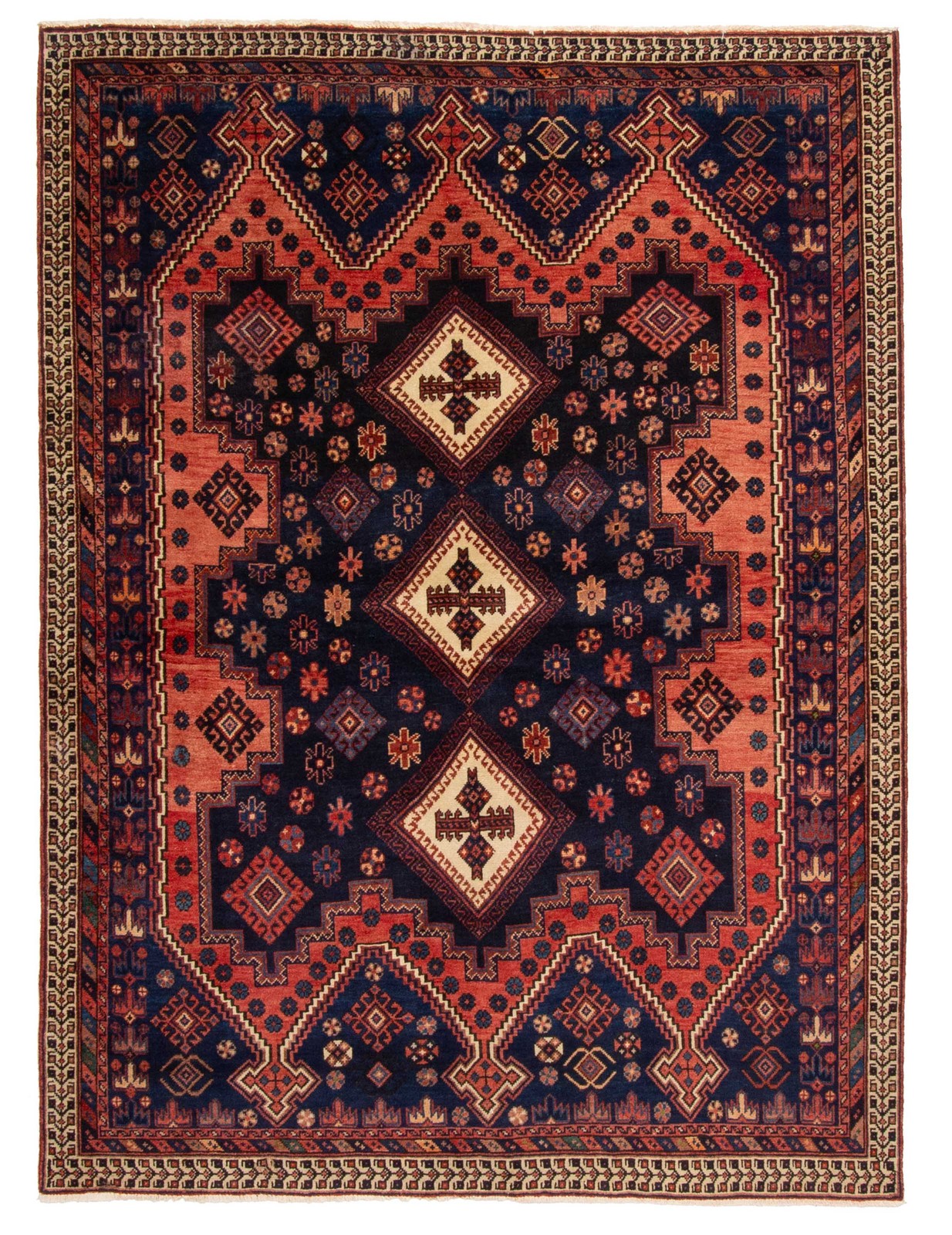 Vintage 5’1″ x 6’7″ Traditional Hand Knotted Vegetable Dye Wool Area Rug