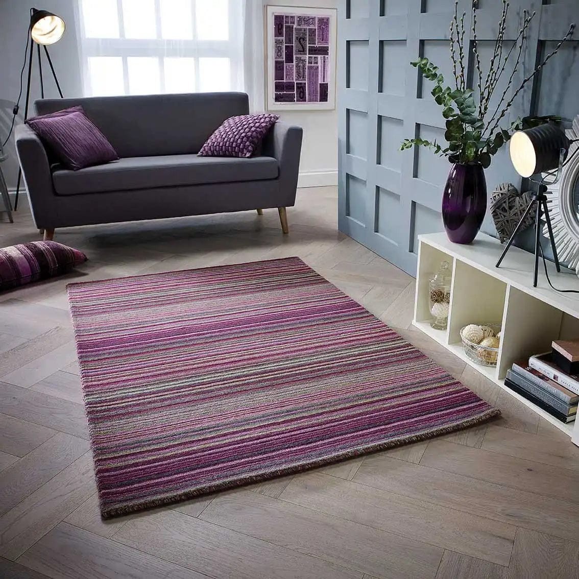 Hand-Tufted Wool Rug Berry Purple Modern Living Room Carpet 8×10, 9×12 ft RJ Rug