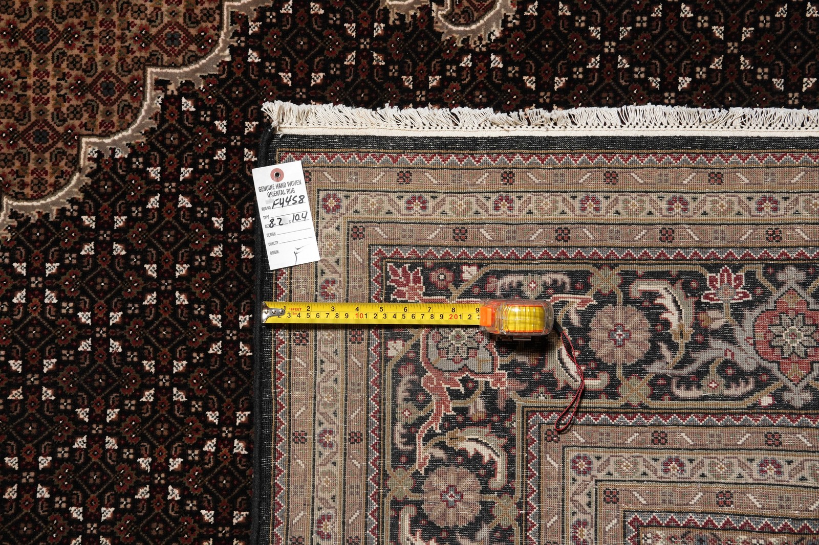 8.2 x 10.4 Mahii Tabriiz Quality Handmade Wool And Silk Area Rug Black #F-4458