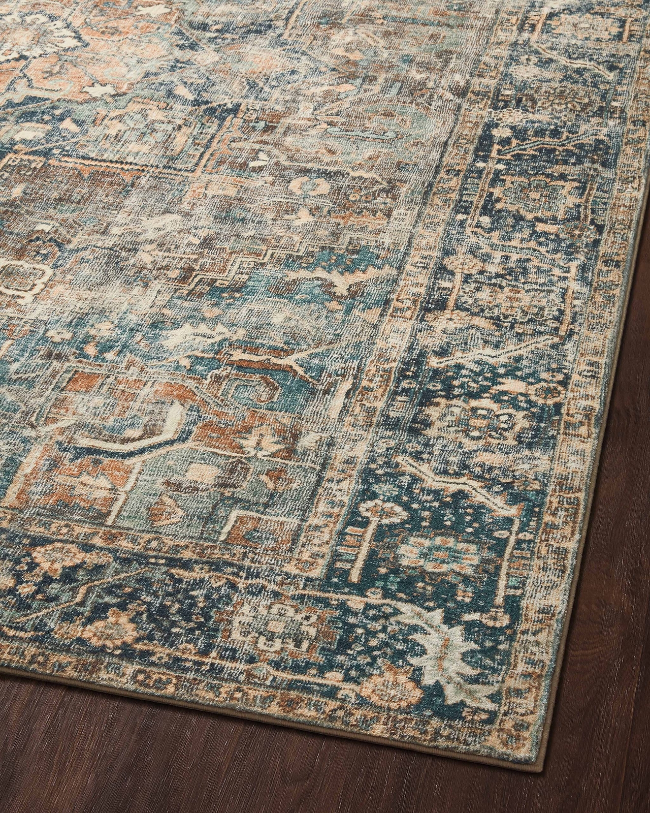 Loloi II Margot Collection MAT-02 Terracotta / Lagoon 2′-0″ x 5′-0″, .38″ Thi…