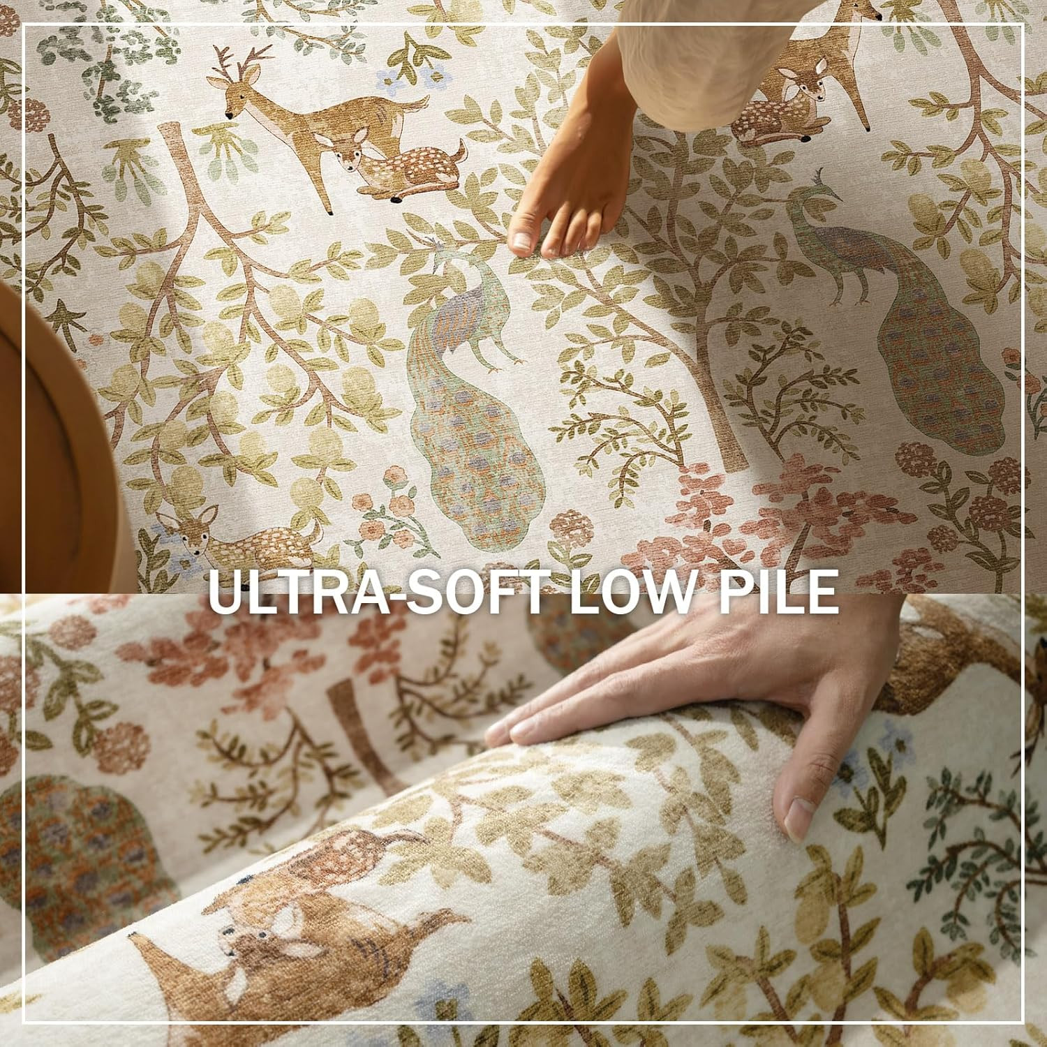 Vintage Washable Area Rug 8×10 – Stain Resistant Non-Slip for Home & Kids