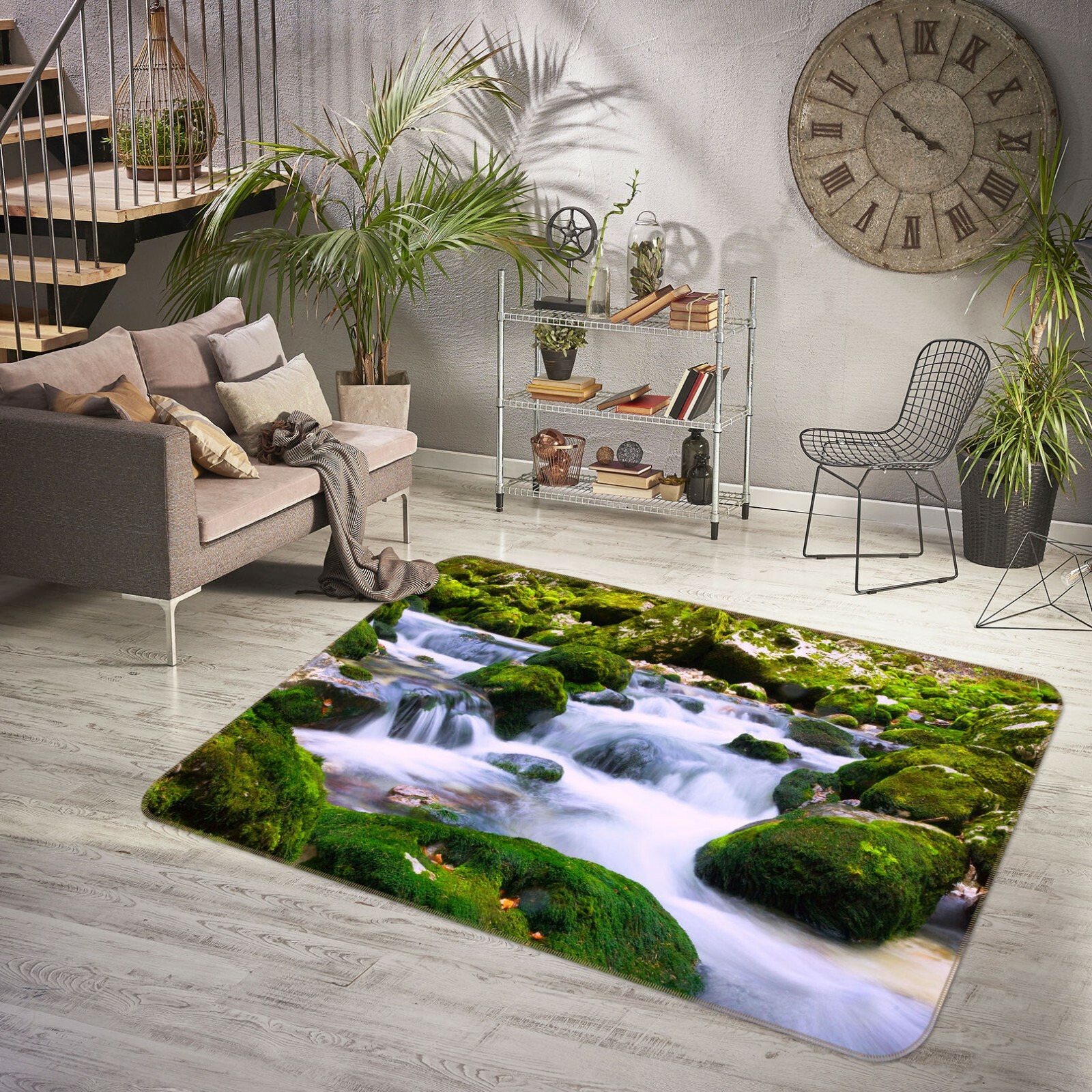 3D Moss Stone River ZHUA1760 Game Non Slip Rug Mat Photo Carpet Zoe