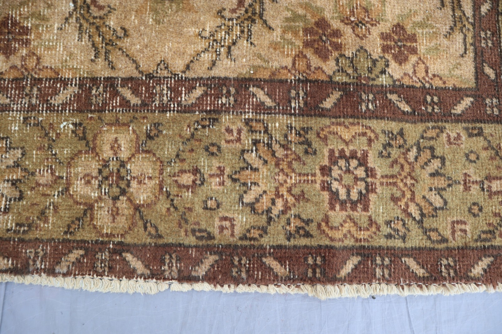 5’6×7’8 ft Oushak Rug, Afghan Handmade Beige Green Rug for Bedroom, Kitchen Rug