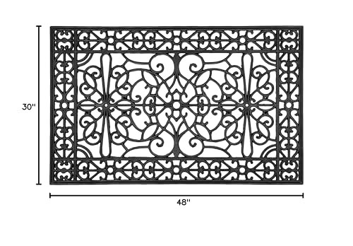 Oversized 30 x 48 Rubber Duchess Rug Heavy Duty Scroll Design for Patio Use