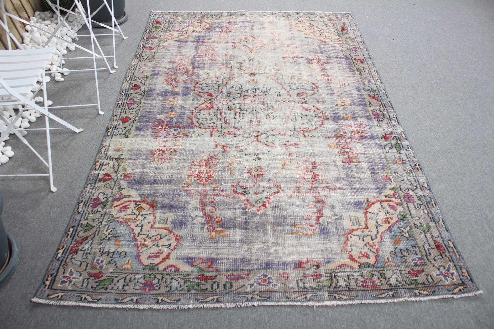 5,2×8 ft Turkish Rug, Vintage Rug, Purple Oriental Wool Rug
