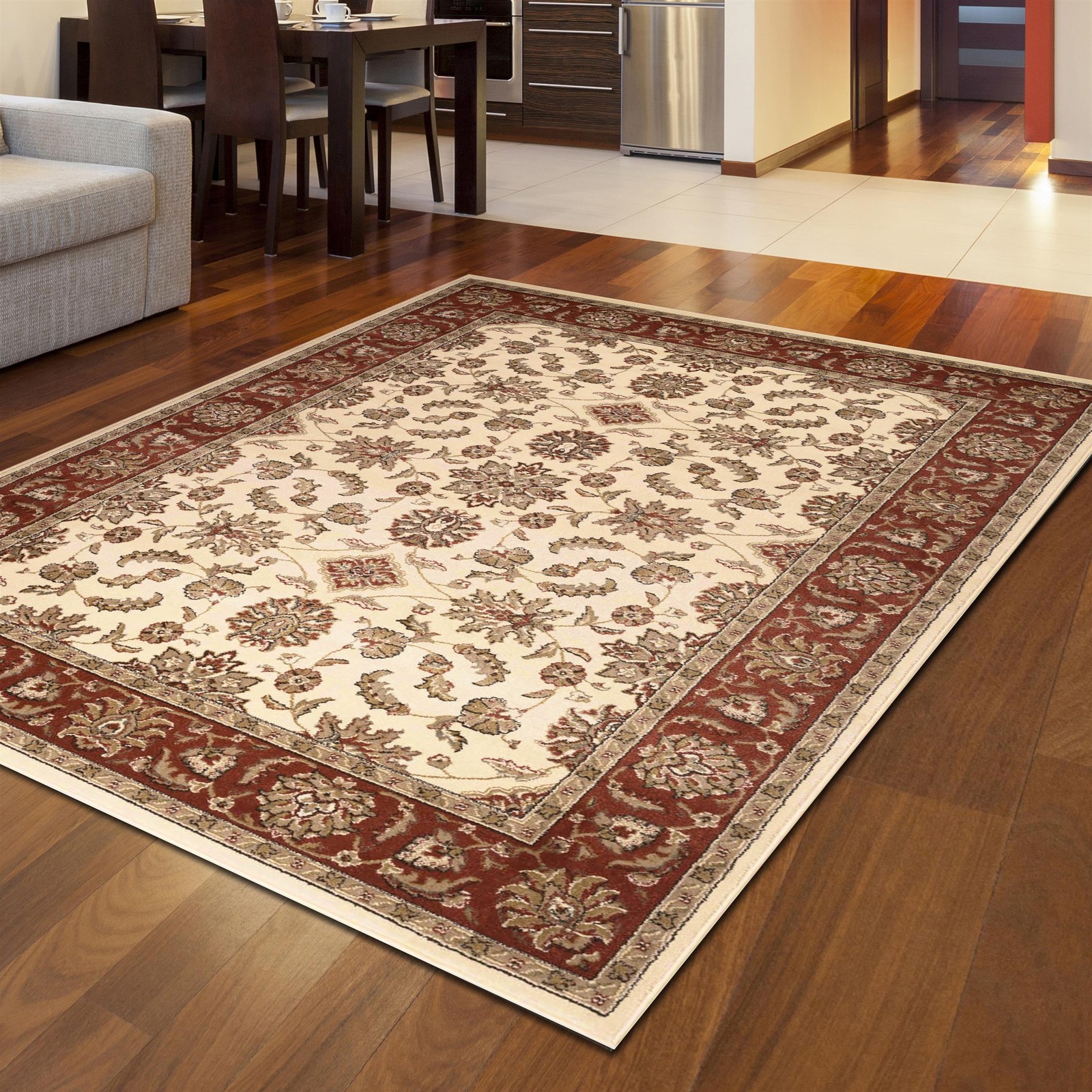 Radici USA Como Traditional Oriental Floral Ivory Rectangular Polypropylene A…