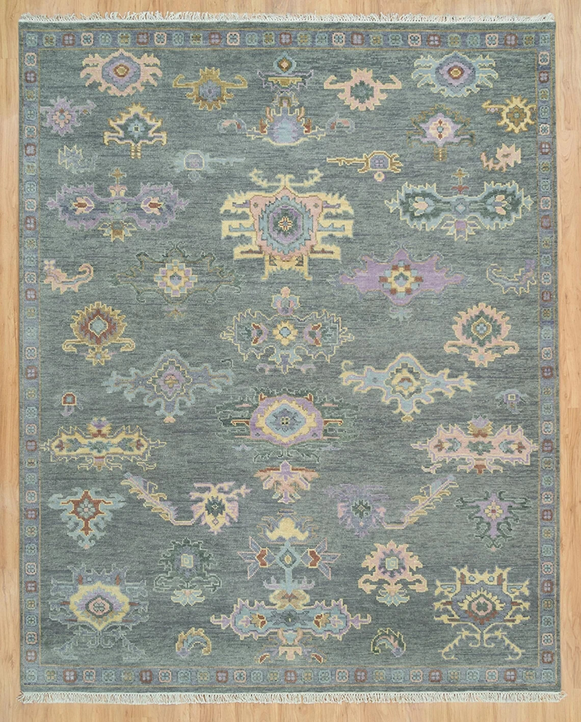9X12 Oushak Rug Lite Gray Beige Silver Purple Area Rug 8×10 Handmade Wool Rug
