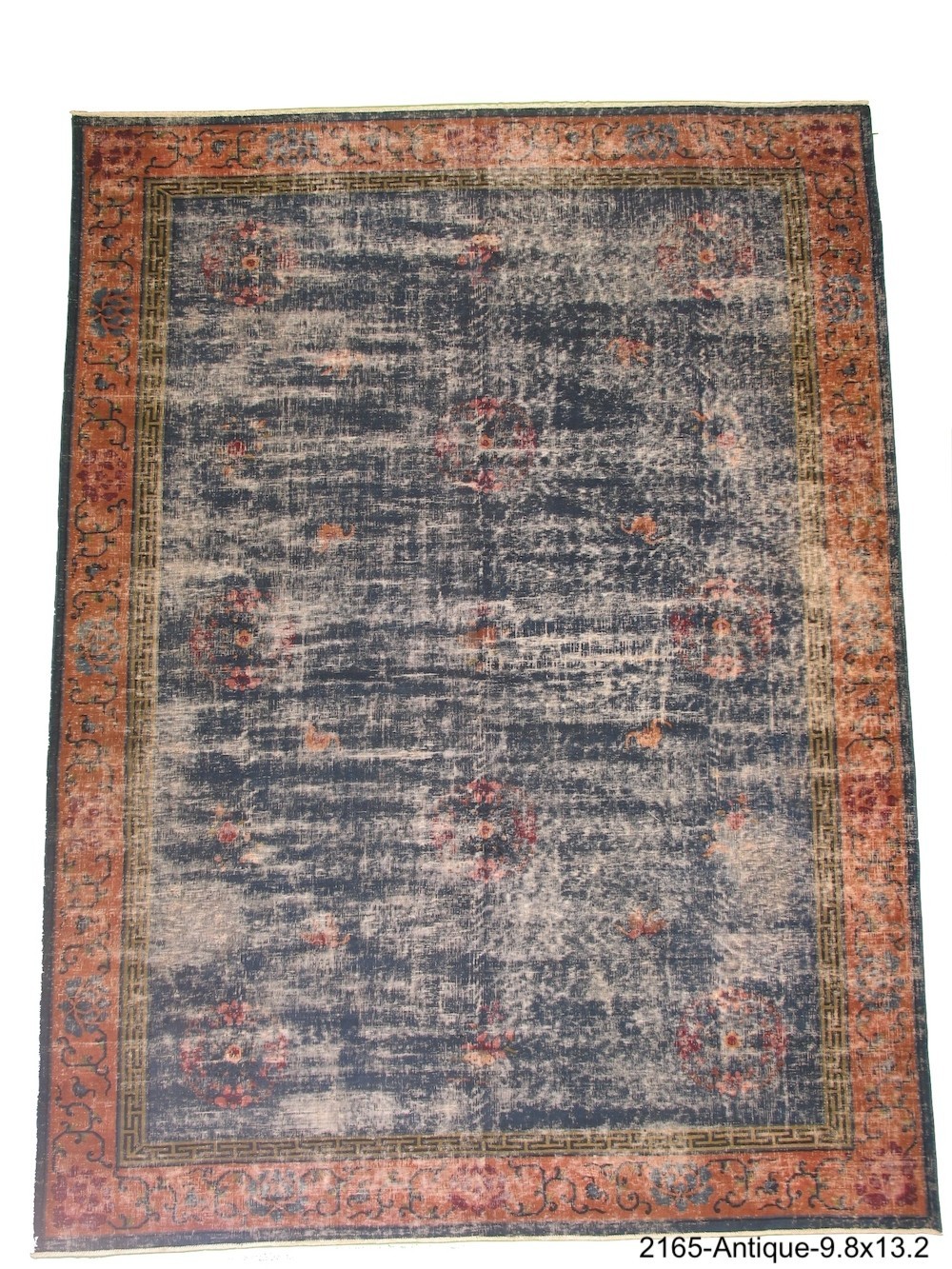 Antique Distressed Art Deco Rug 9.8′ x 13.2′