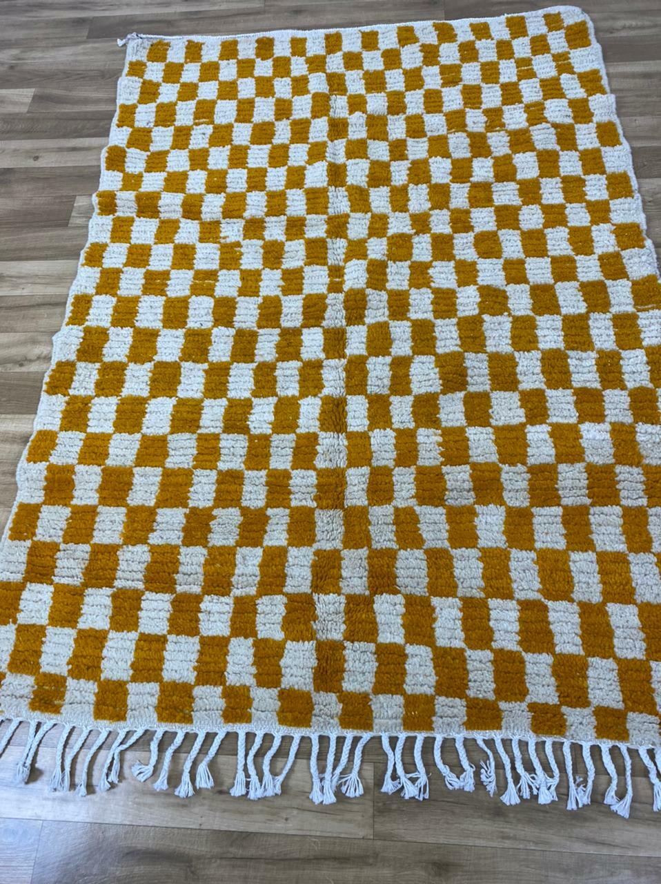 Custom Moroccan Checkerboard Rug, Handmade Berber Rug, Contemporary Checkered