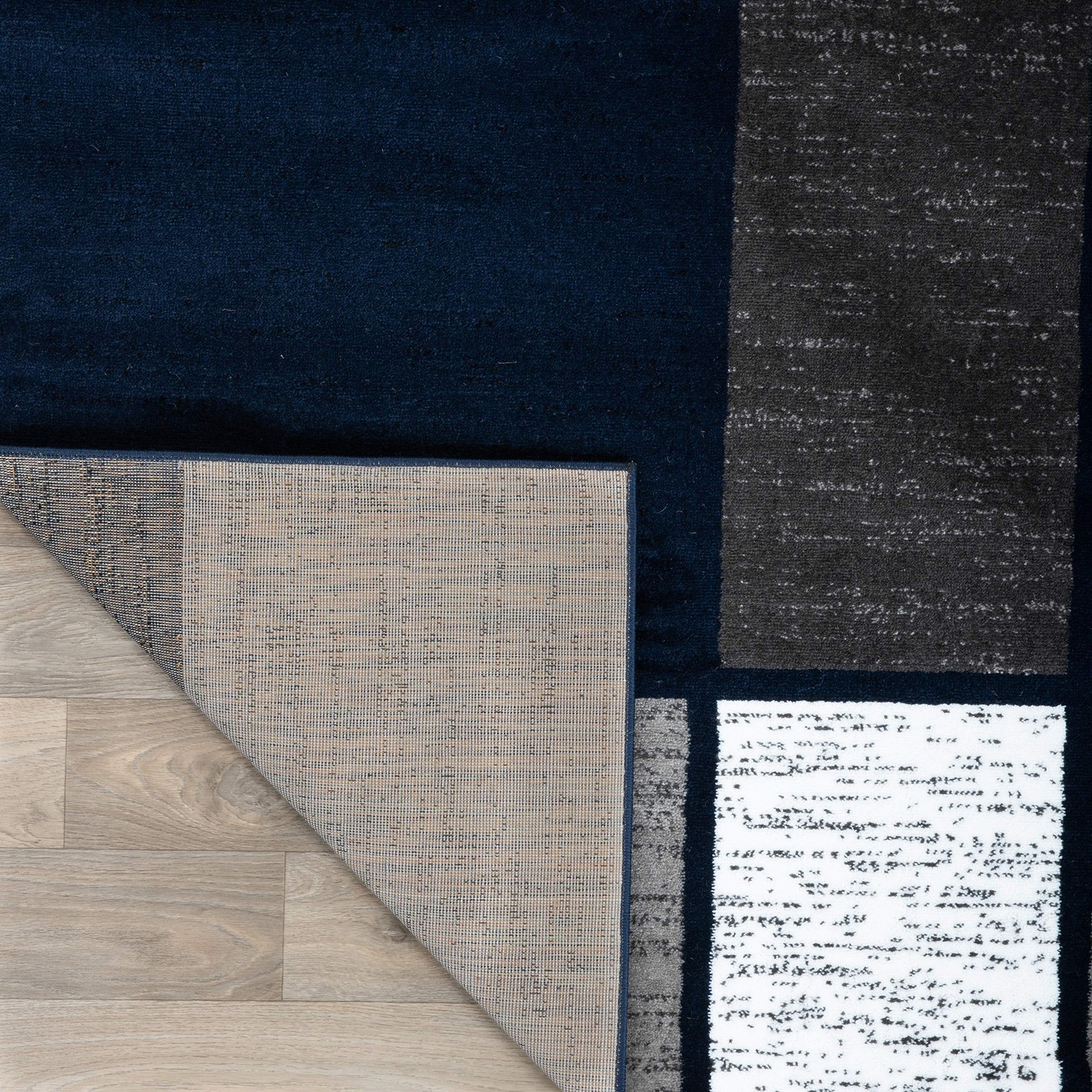 Rugshop Contemporary Modern Boxes Runner Rug 2′ x 7’2″Navy Navy