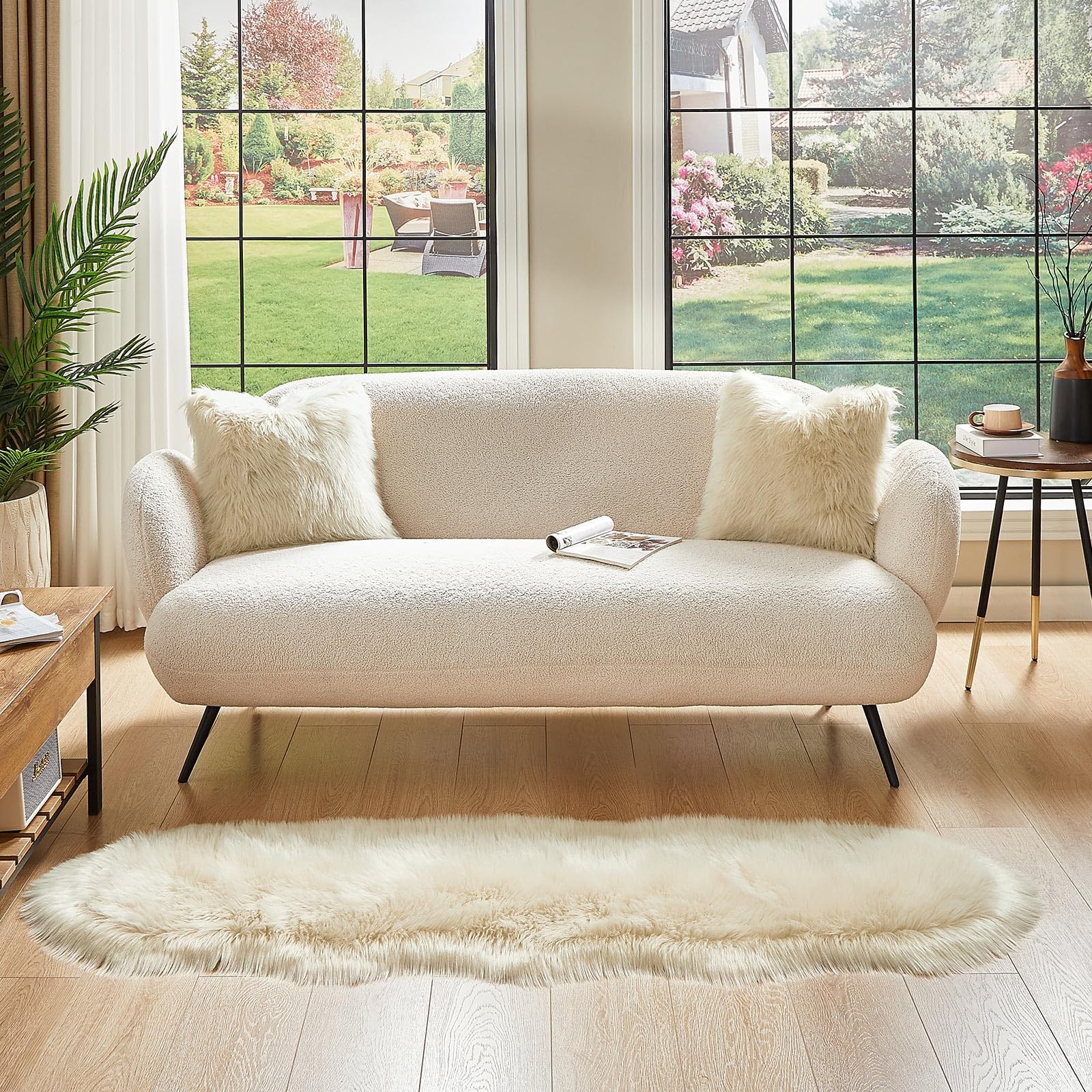 Faux Sheepskin Rug, Beige Ultra Soft Fluffy Shag Area Rug, 2 x 6 ft Faux Fur …