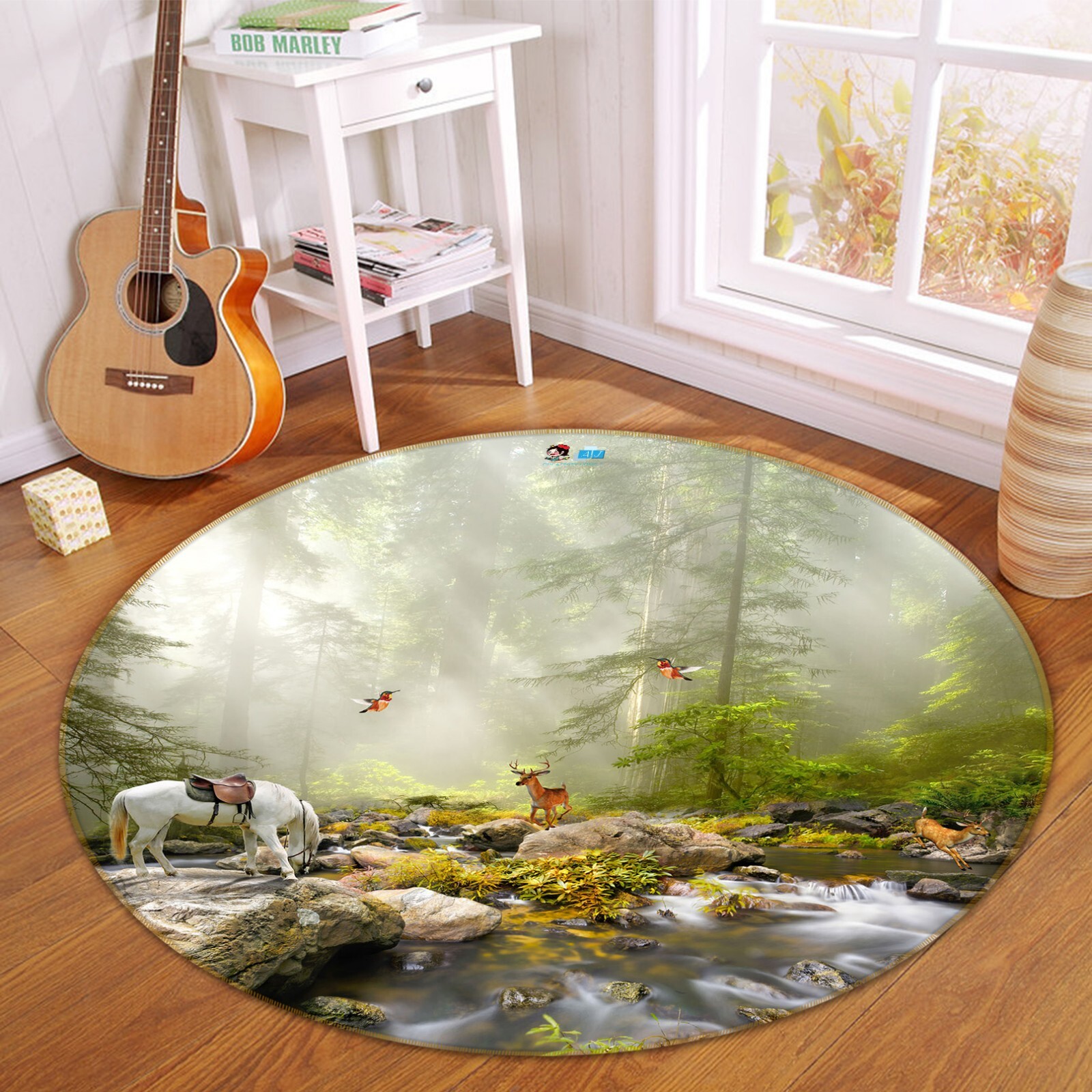 3D White Horse River ZHUA2700 Game Non Slip Rug Mat Photo Carpet Amy