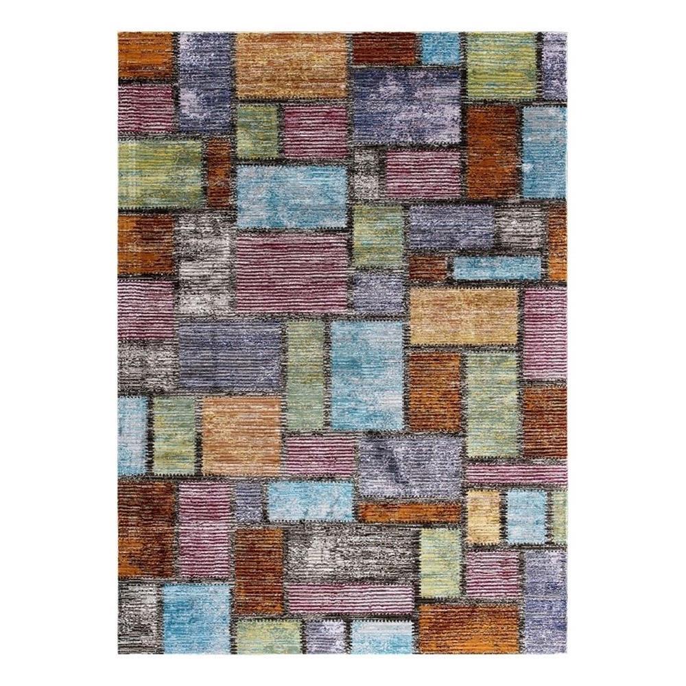 Modway Success 94.5×122″ Nyssa Abstract Geometric Mosaic Area Rug in Multi-Color
