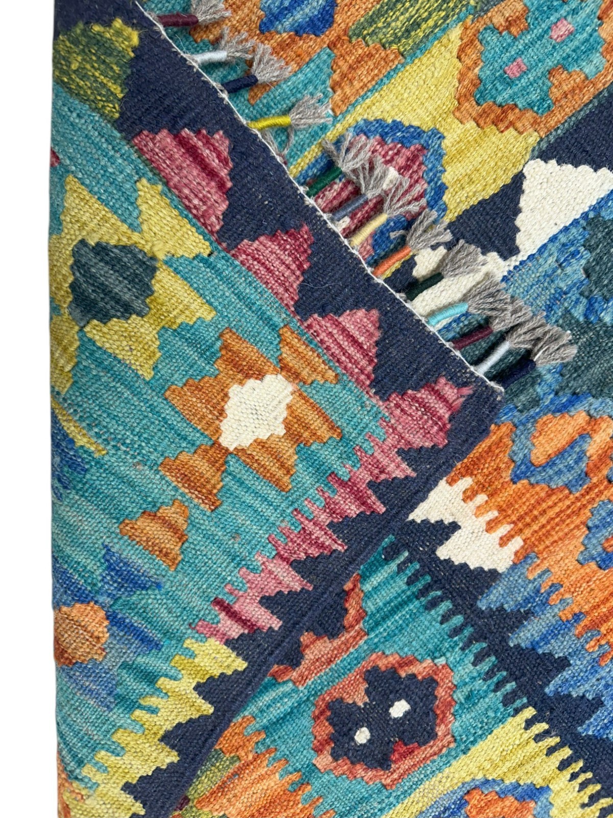 Hand-Woven Afghani Kilim Wool Rug 5’1″ x 6’7″