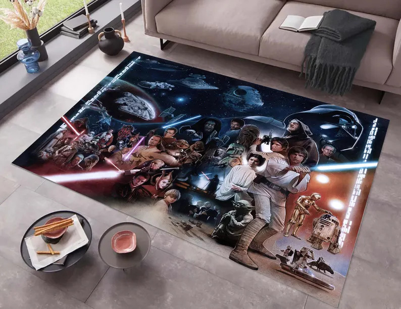 Movie Theme Star Wars Characters Print Premium Rectangle Rug