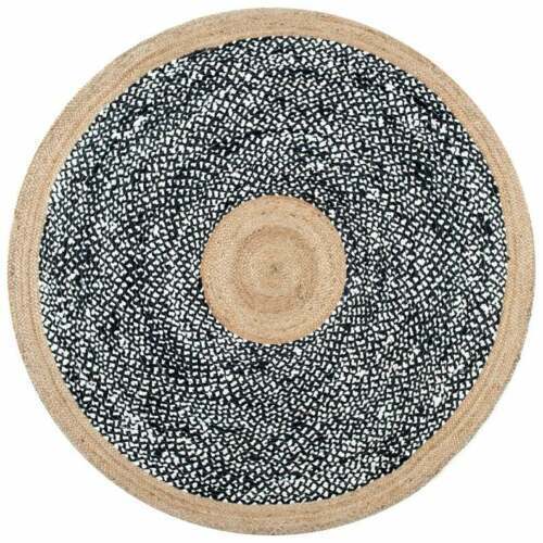 Round Rug Natural Jute & Cotton Braided Living area Carpet Indoor & Outdoor Rugs