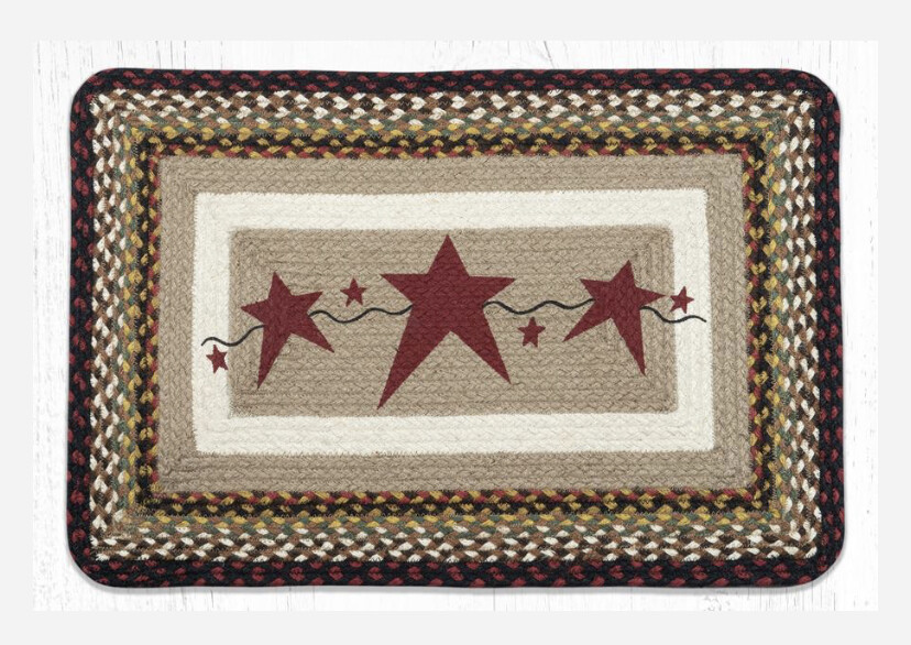 Braided Jute Stenciled Print Rectangle Area Rug. Earth Rugs. 20″ X 30″. STARS