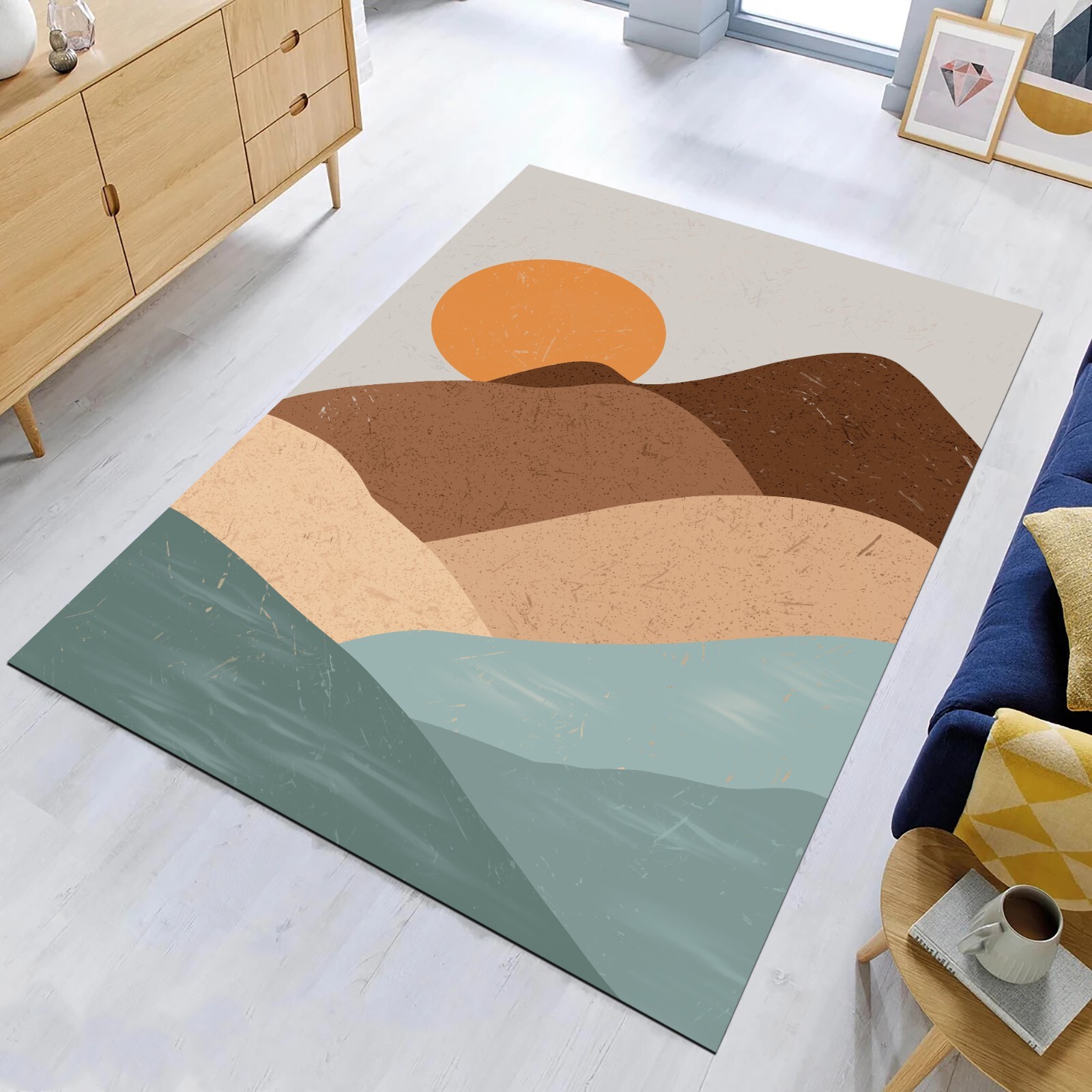 Sun Area Rug, Bohemian Sun Carpet, Nursery Boho Rug, Mid Century Modern Mat