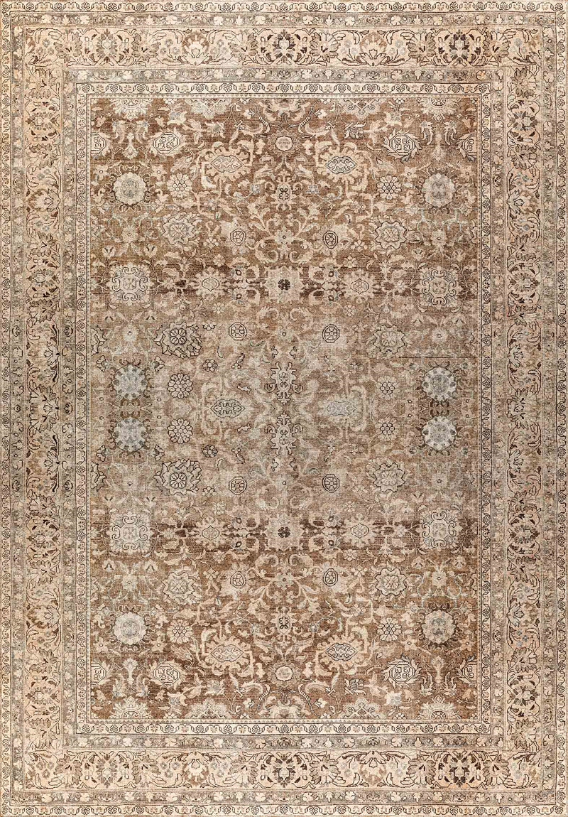 Brown and Tan Traditional Oushak Carpet Washable Runner Rug and Area Rug Options