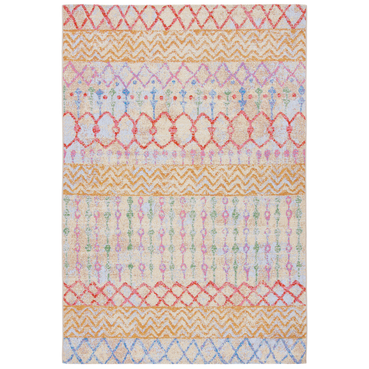 SAFAVIEH Outdoor SMR497D Summer Collection Gold / Blue Rug