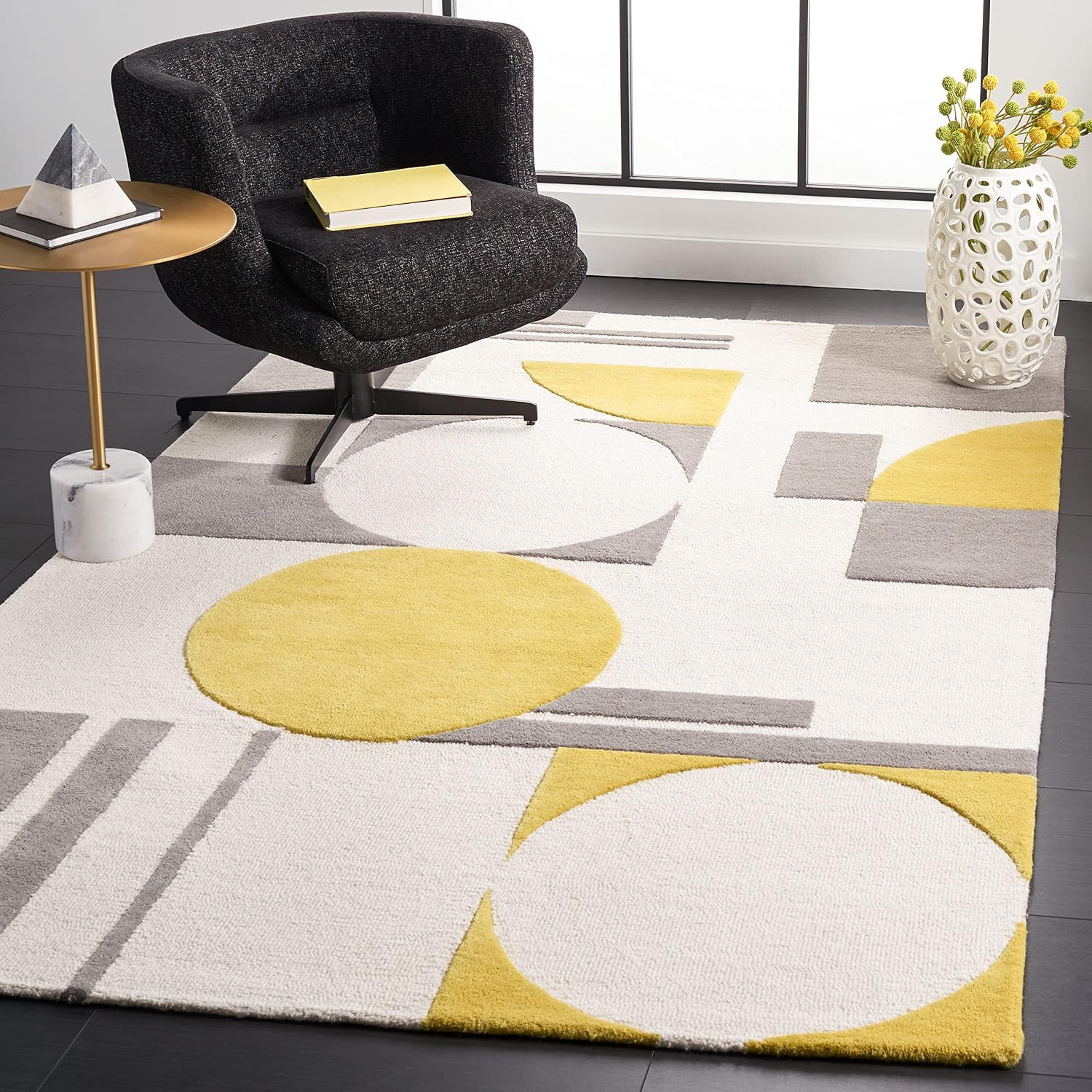 Rodeo Drive Collection Area Rug – 9′ X 12′, Grey & Gold, Handmade Mid-Century Mo