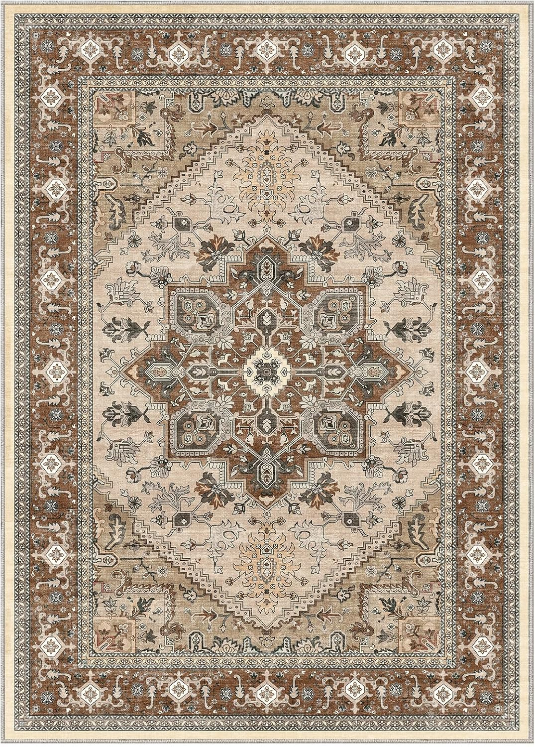 Soft Area Rugs 5X7, 5X7 Washable Rug with Non Slip Backing, 5 X 7 Faux Cashmere