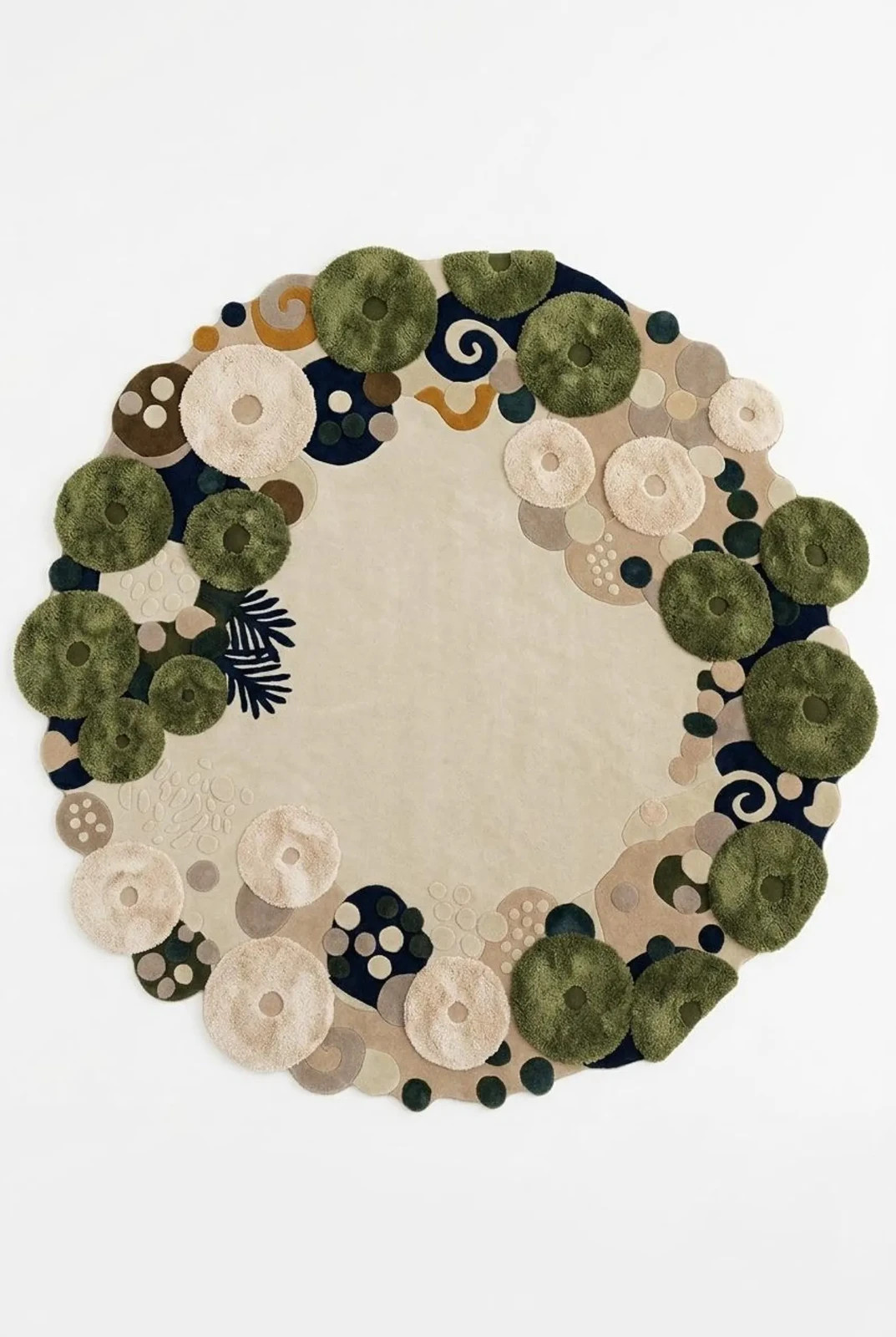 Modern Organic Tufted Area Rug, Moss-Inspired Abstract Carpet, Handmade wool rug