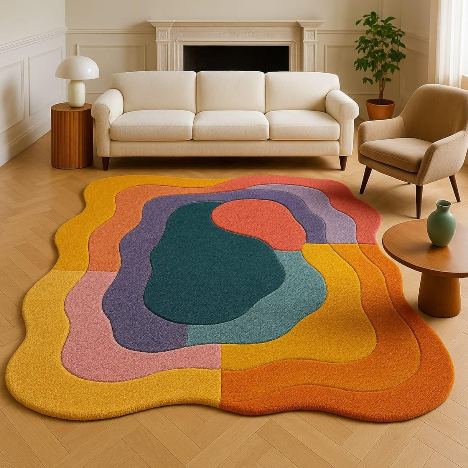 Designer Rug | Irregular Rug | Wool area Rugs | Living Room Rug | Tufted A238