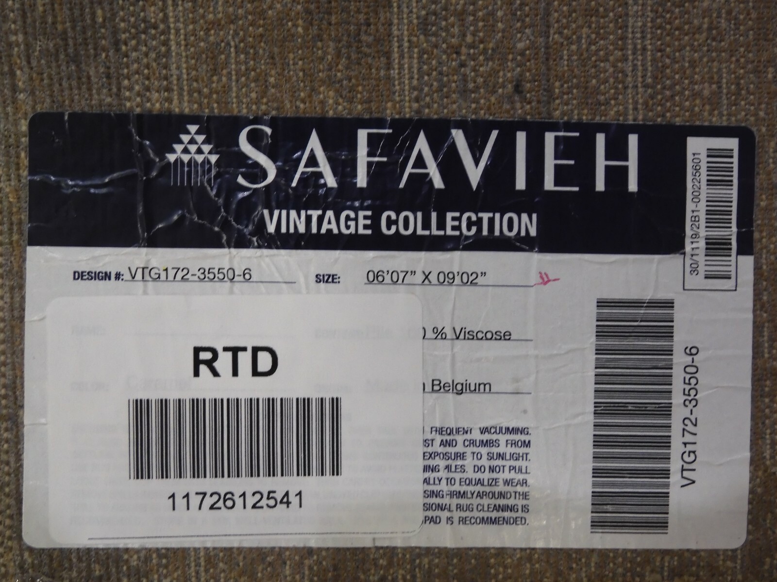 CARAMEL 6′-7″ X 9′-2″ Stained Rug, Reduced Price 1172612541 VTG172-3550-6