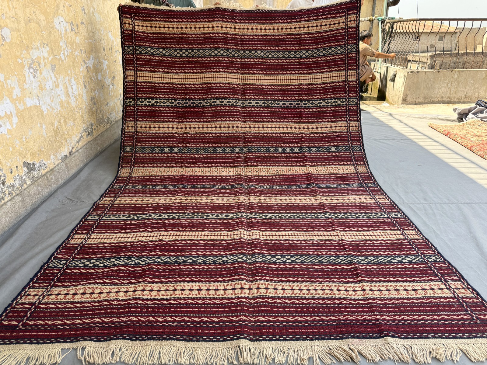 6×10 Handwoven Afghan Kilim Rug Geometric Striped Tribal Wool Flatweave Carpet