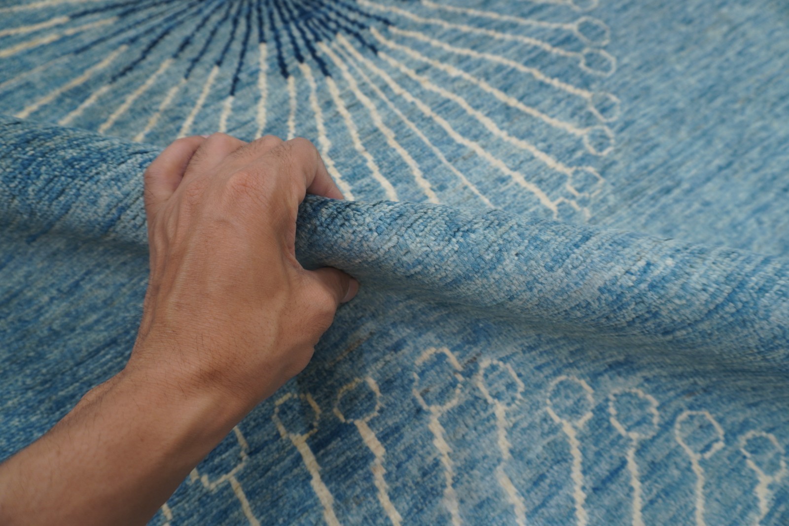 6×8 ft Blue Floral Gabbeh Afghan Hand Knotted Wool Area Rug