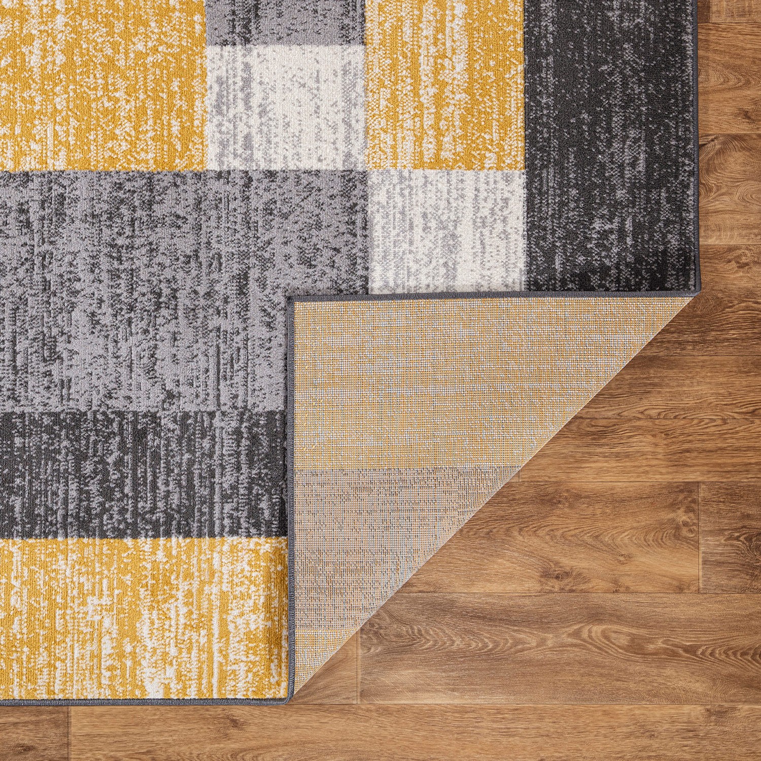 Rugshop Kitchen Rug Modern Geometric Boxes Area Rug Yellow Floor Runner Rugs 2×7