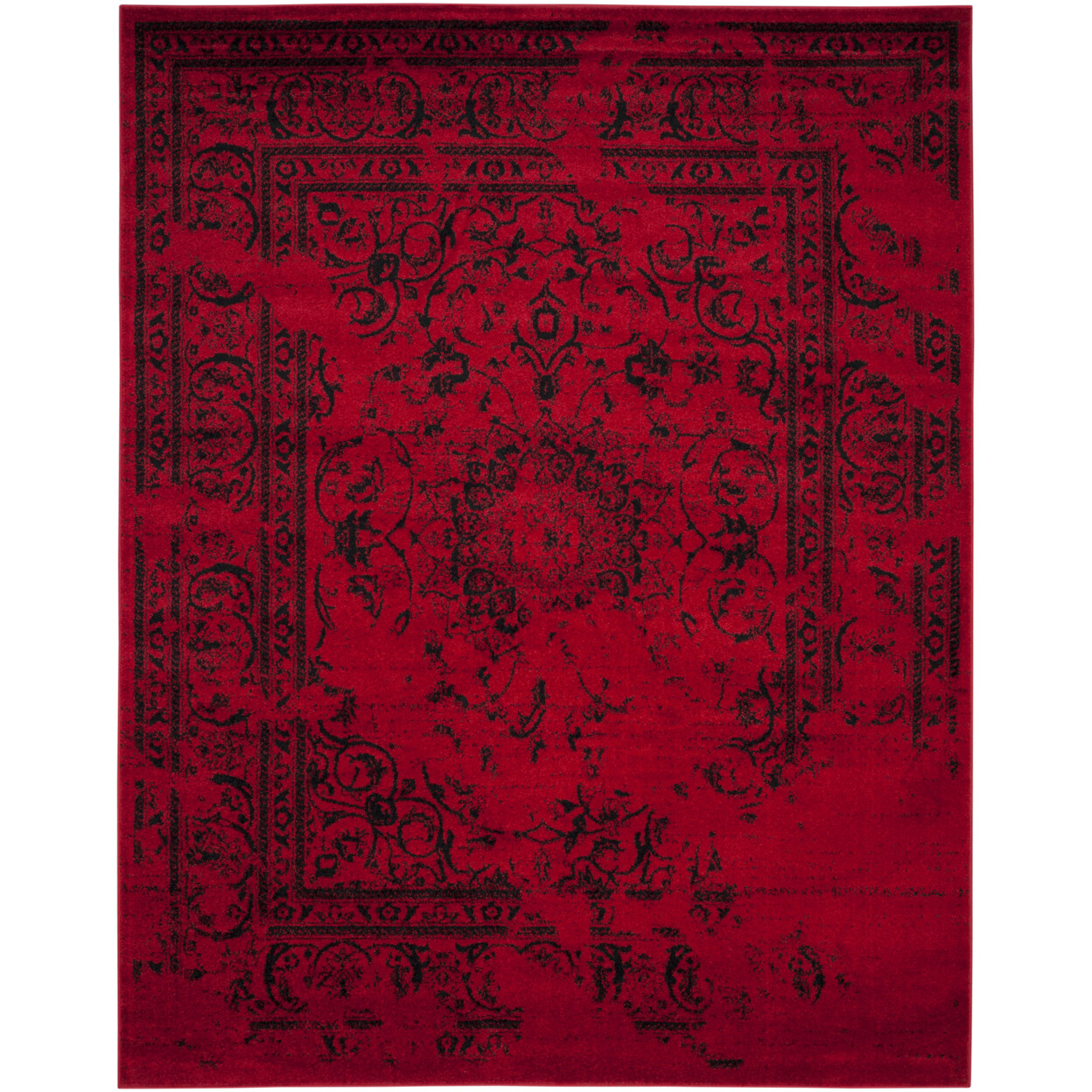 SAFAVIEH Transitional Distressed Vintage Style Area Rug Red & Black Adirondack