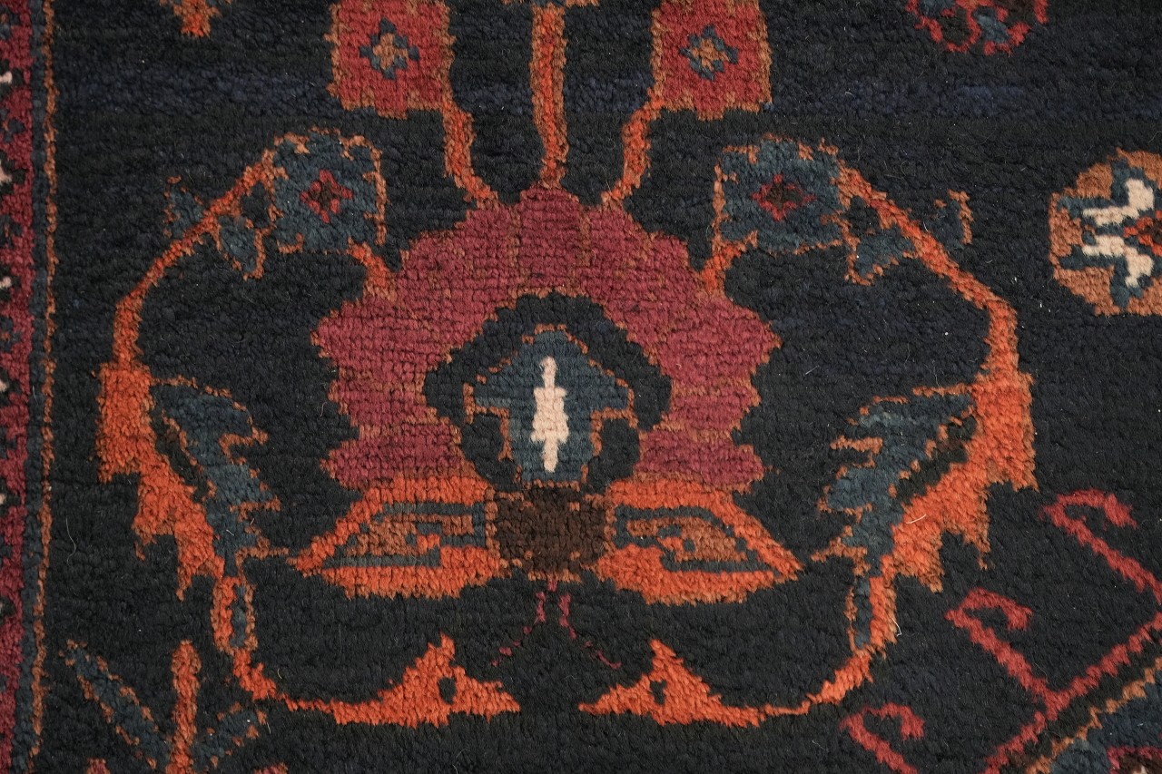 5×8 Hand-Knotted Wool Area Rug in Medallion Tribal Oranges & Navy Blue Hues