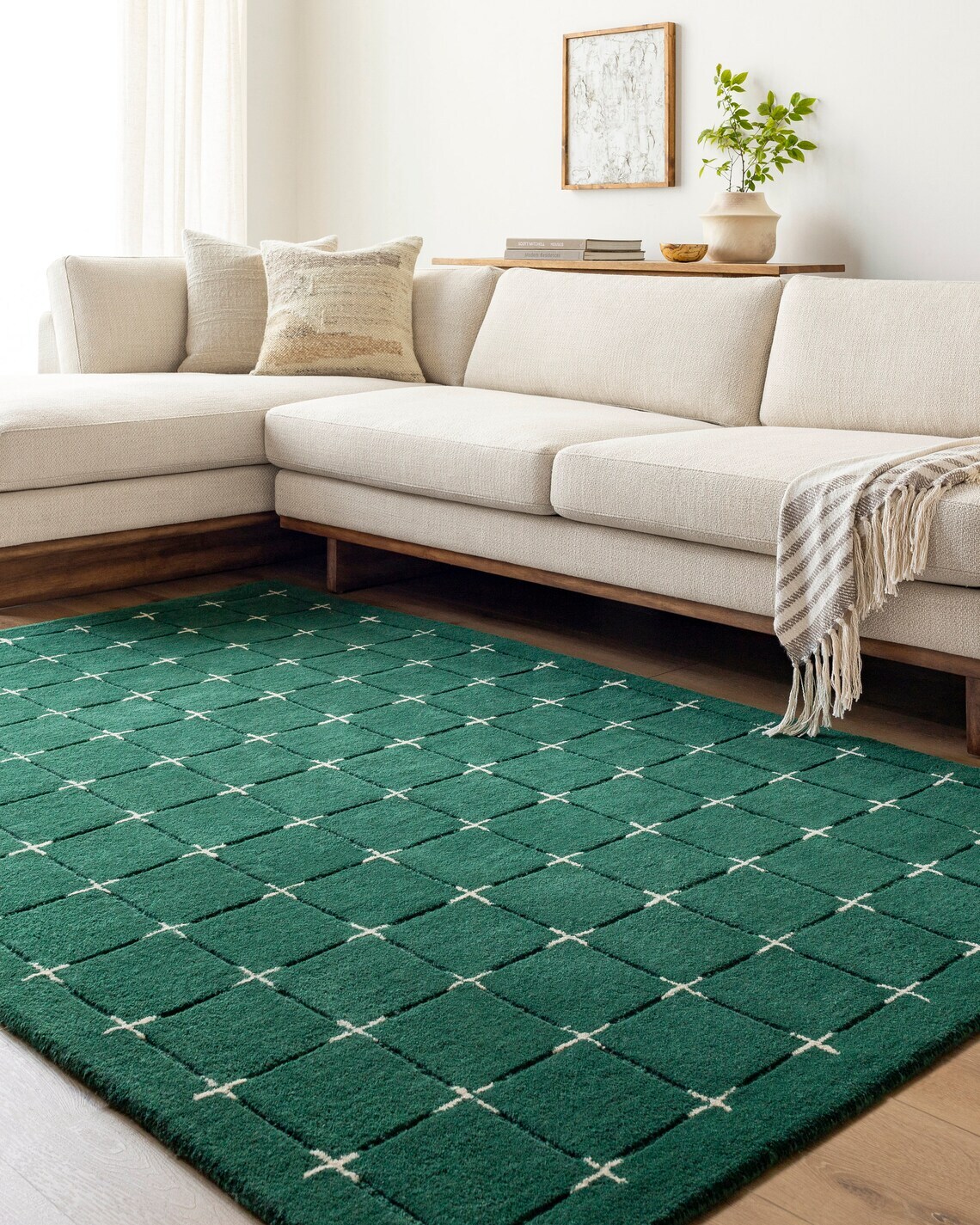 Hand Tufted Green Rugs Wool, 10×14, 10×13, 9×10, 9×12, 9×13, Floor Carpet Living