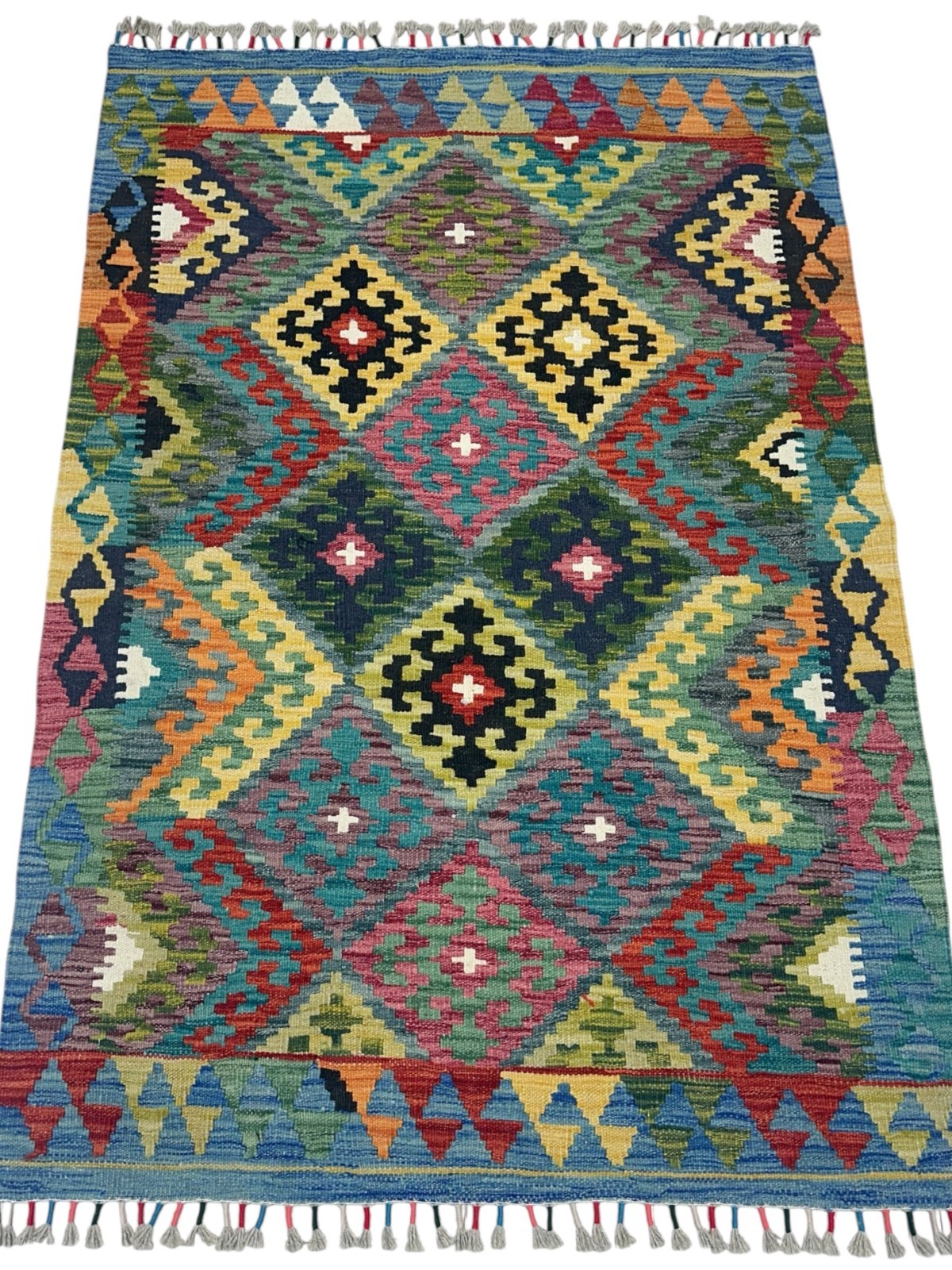 Hand-Woven Afghani Kilim Wool Rug 3’6″ x 5’1″