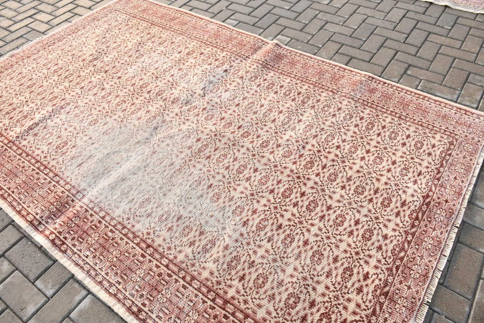 5,6×8,7 ft Large Turkish Rug, Brown Striped Vintage Rug