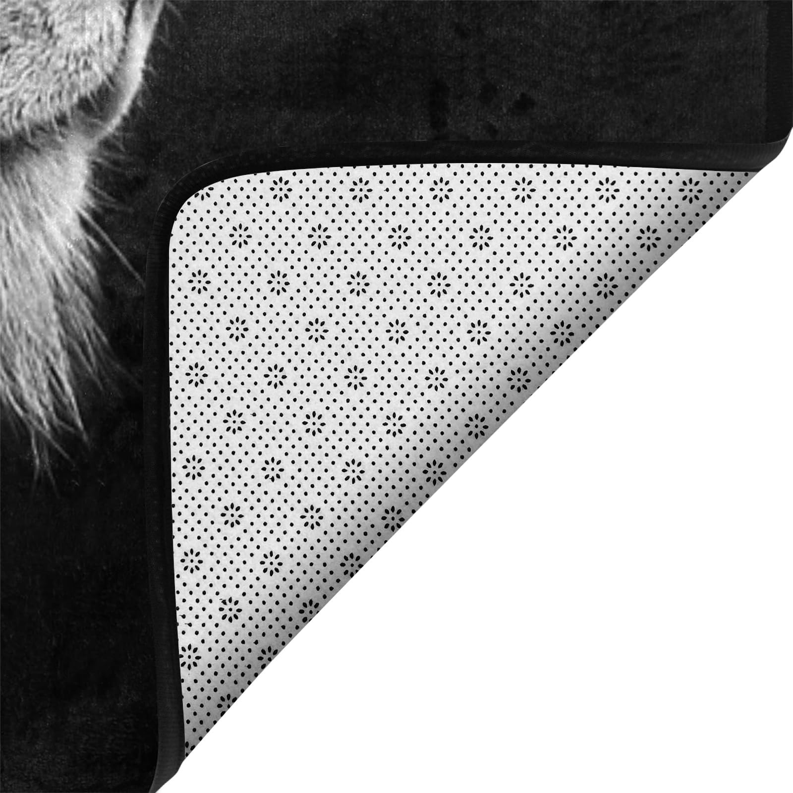 Art Lion Area Rug Head Black Area Rugs Mat for Living Room Bedroom Non Slip Blac