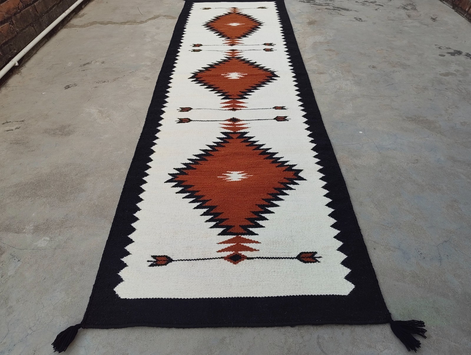 Southwestern Red Navajo Rug Handmade Native American Tribal Wool Runner 2.6×8 Ft