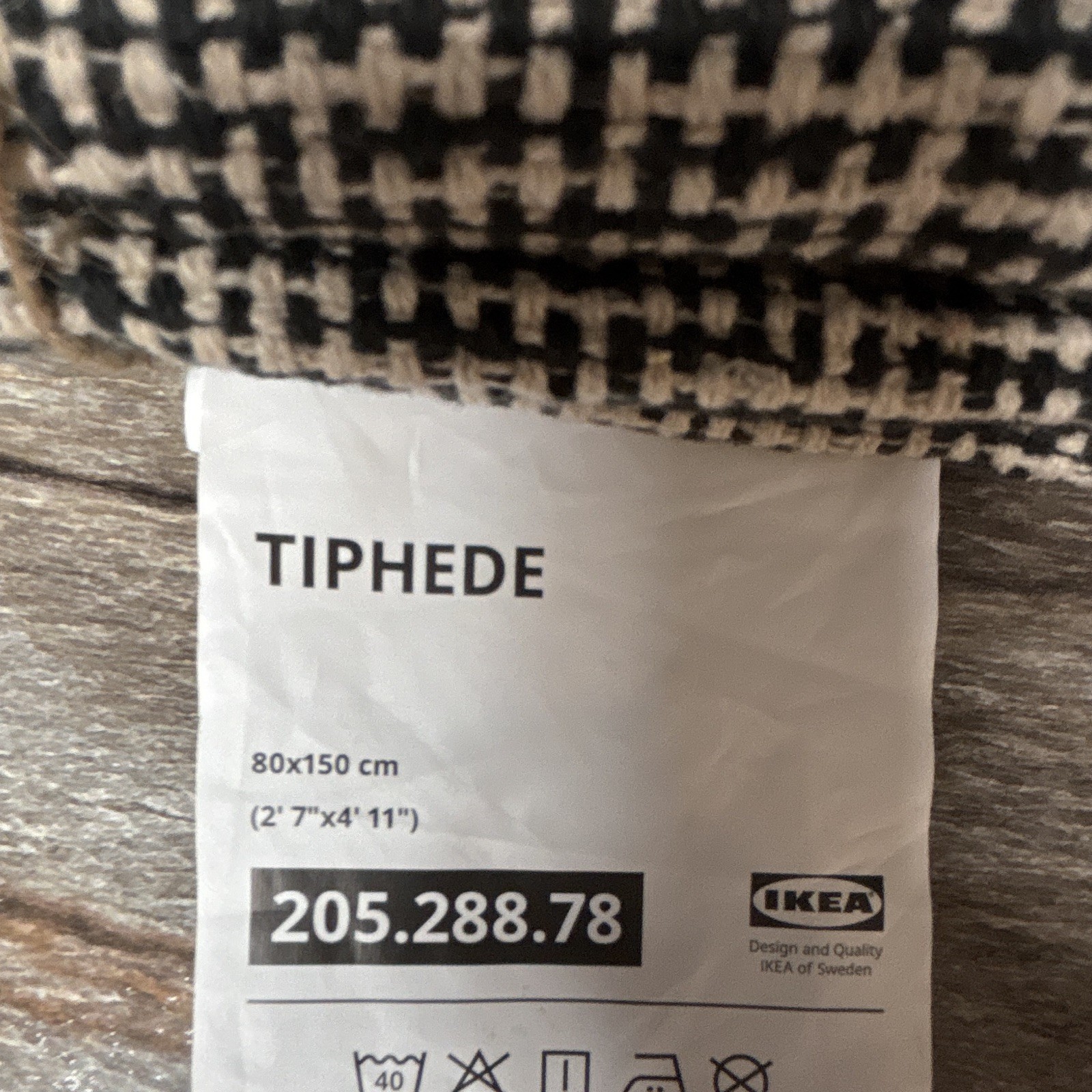 IKEA TIPHEDE 80×150 cm Flat Woven table runner Black/Beige 205.288.78