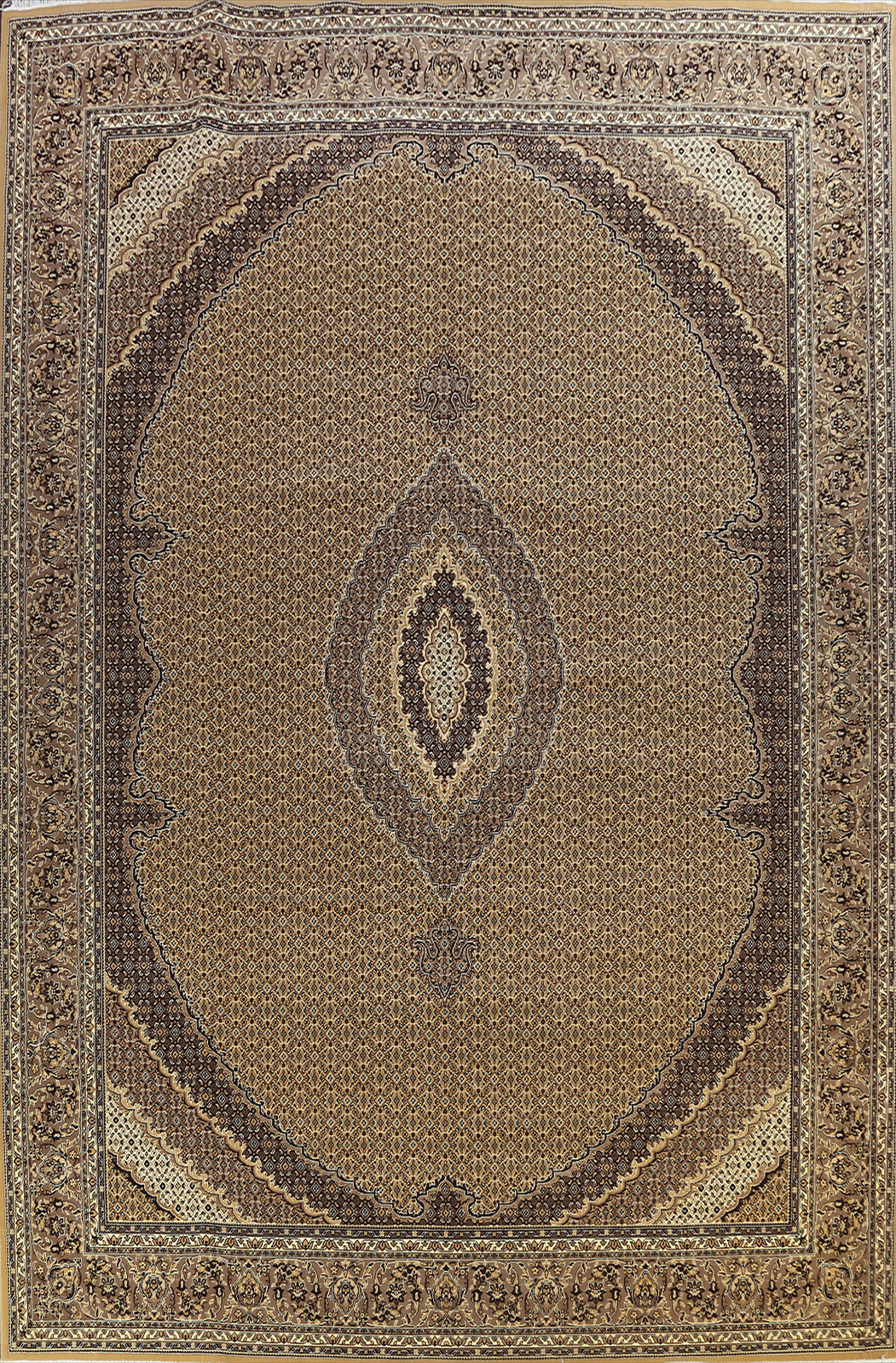Geometric Traditional Mahi Oriental Area Rug Palace Size Brown Carpet 13×17