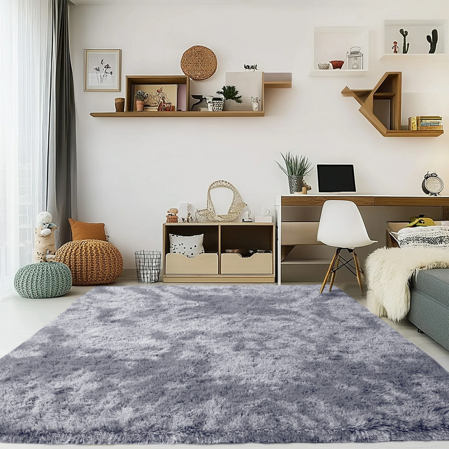 Luxury Shaggy Fluffy Area Rugs Soft Anti-Slip Mat Living Room Bedroom Carpet Rug
