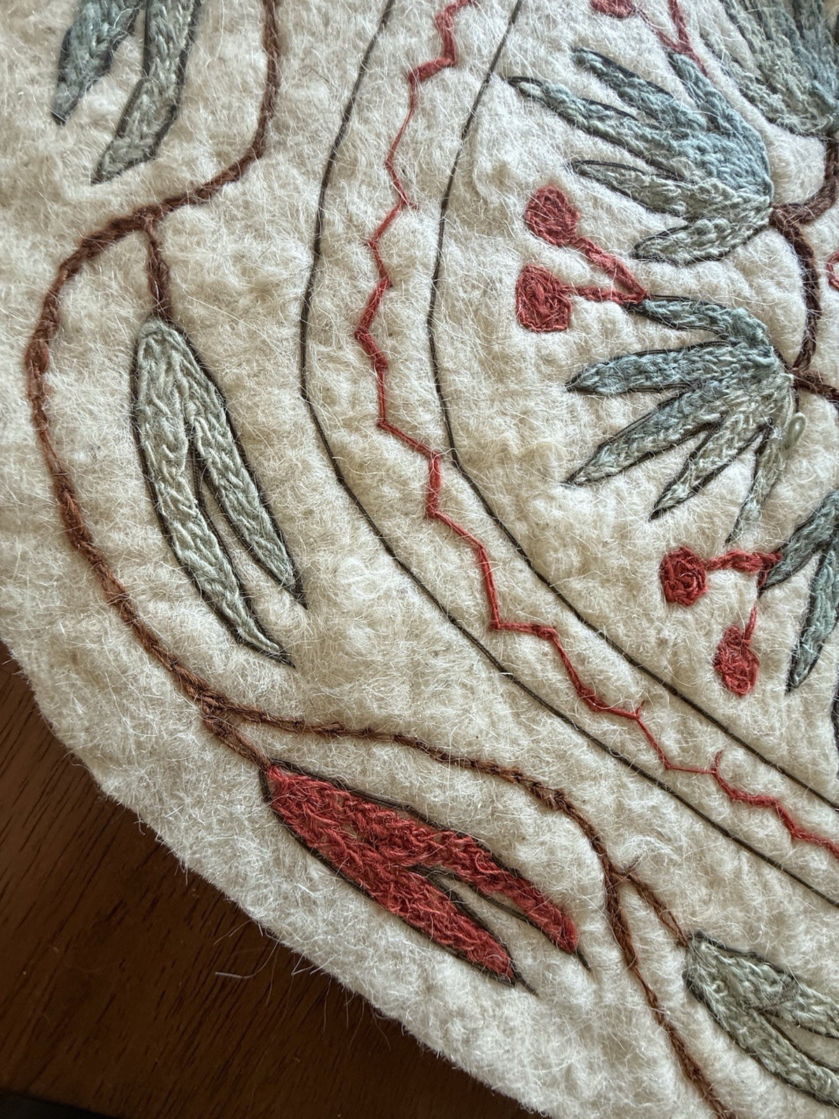 FELTED WOOL RUG-BLANKET-THROW. MULTI COLOURED FLORAL 34 X 62