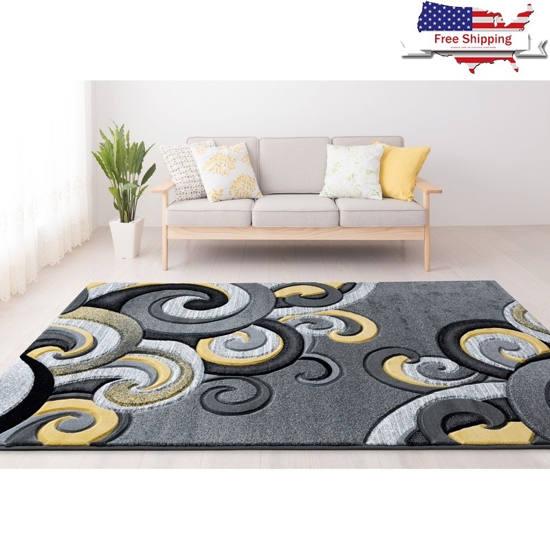 Stain Resistant Modern Paisley Accent Rug Heavy Pile Indoor Home Decor Carpet US